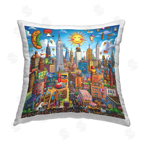 stupell industries Ray Powers | Fun Zany Cityscape Printed Throw Pillow
