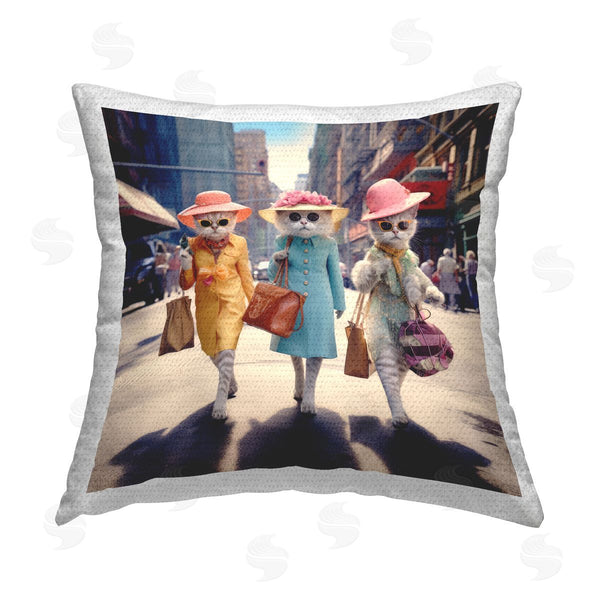 Stupell Industries Ray Powers | Glam Cats In City Printed Throw Pillow