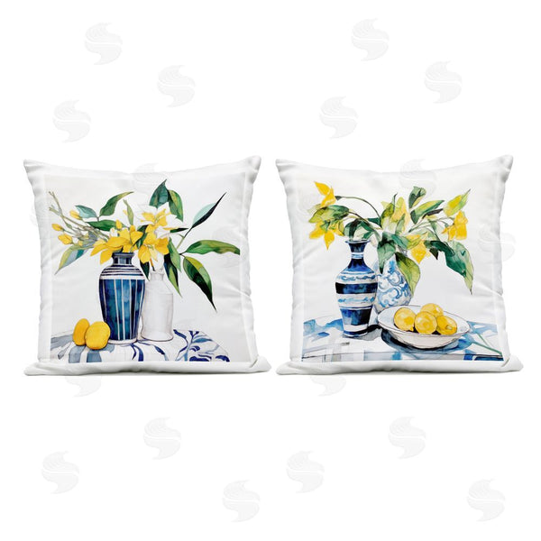 Stupell Industries Ray Powers | Lemon Blooms Table Setting Throw Pillow
