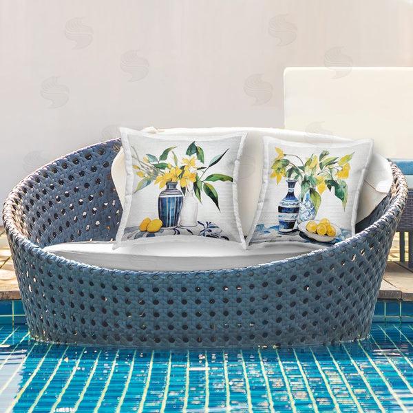 Stupell Industries Ray Powers | Lemon Blooms Table Setting Throw Pillow