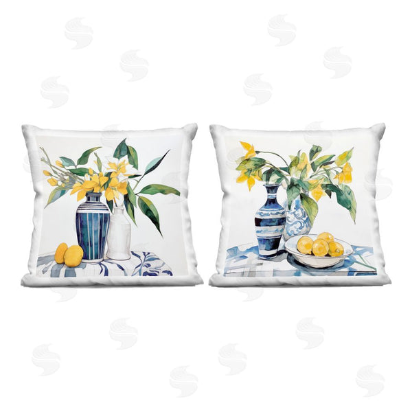 stupell industries Ray Powers | Lemon Blooms Table Setting Throw Pillow