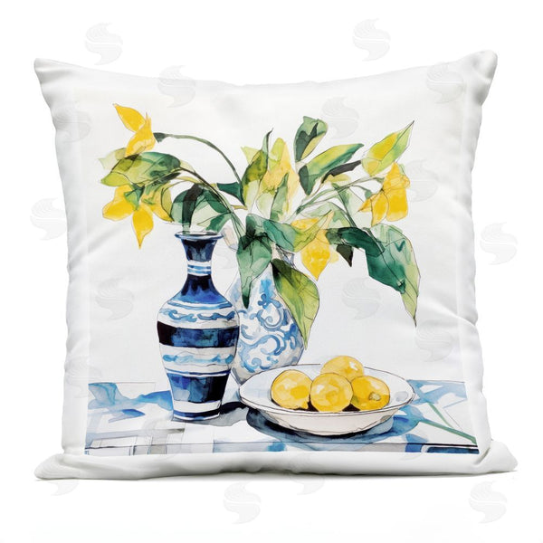 Stupell Industries Ray Powers | Lemons & Leaves Table Setting Throw Pillow