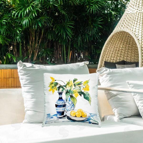 Stupell Industries Ray Powers | Lemons & Leaves Table Setting Throw Pillow
