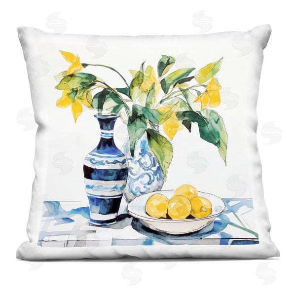 stupell industries Ray Powers | Lemons & Leaves Table Setting Throw Pillow