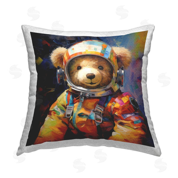 Stupell Industries Ray Powers | Modern Teddy Bear Astronaut Printed Throw Pillow