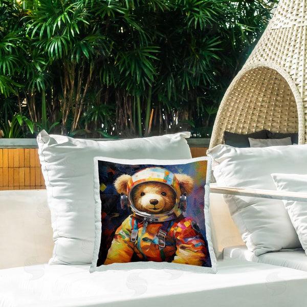 Stupell Industries Ray Powers | Modern Teddy Bear Astronaut Printed Throw Pillow