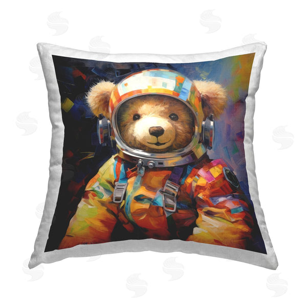 stupell industries Ray Powers | Modern Teddy Bear Astronaut Printed Throw Pillow