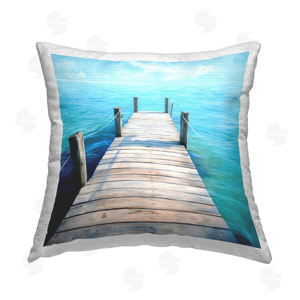 Stupell Industries Ray Powers | Ocean Dock Horizon Printed Throw Pillow