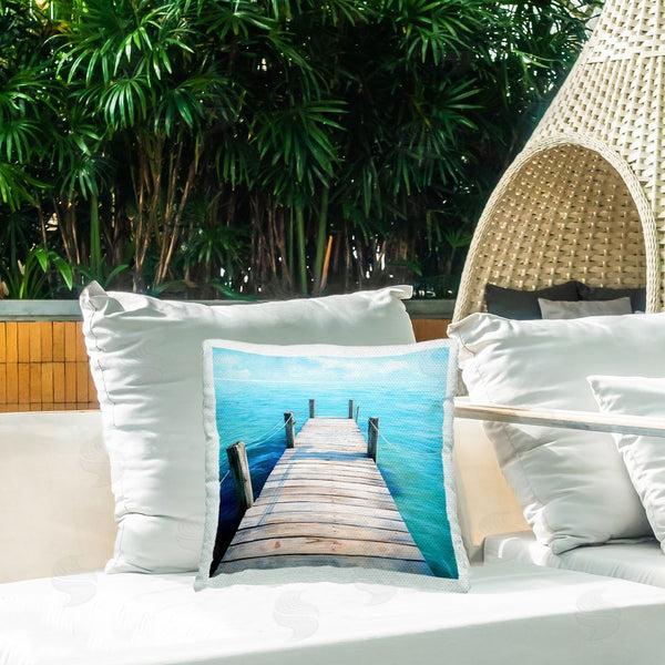 Stupell Industries Ray Powers | Ocean Dock Horizon Printed Throw Pillow