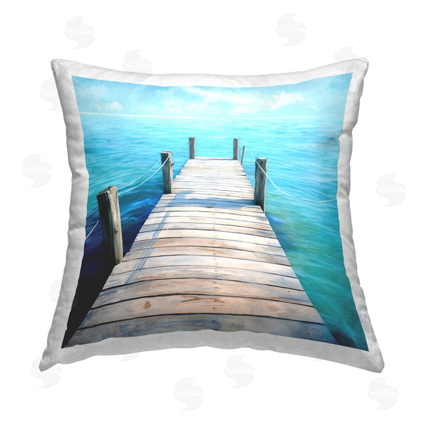 stupell industries Ray Powers | Ocean Dock Horizon Printed Throw Pillow