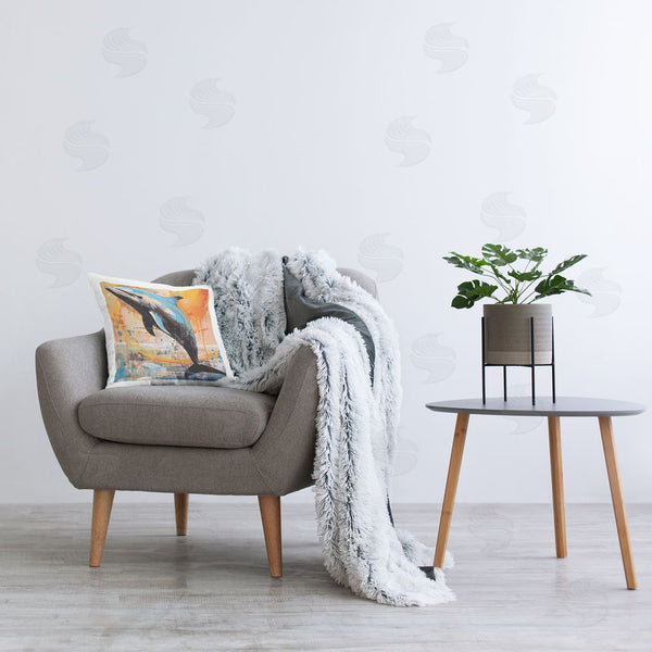 Stupell Industries Ray Powers | Orange Modern Dolphin Printed Throw Pillow