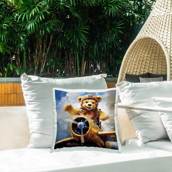 Stupell Industries Ray Powers | Pilot Bear In Clouds Printed Throw Pillow