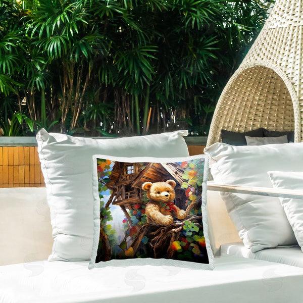 Stupell Industries Ray Powers | Teddy Bear In Tree House Printed Throw Pillow