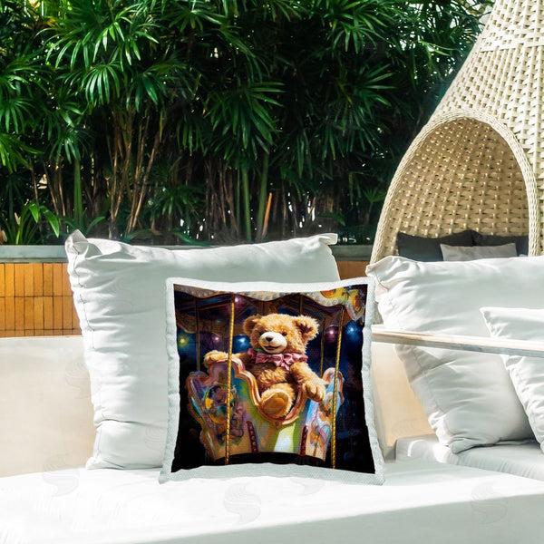 Stupell Industries Ray Powers | Teddy Bear On Carousel Printed Throw Pillow