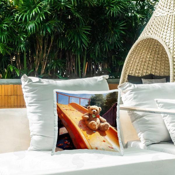 Stupell Industries Ray Powers | Teddy Bear On Slide Printed Throw Pillow