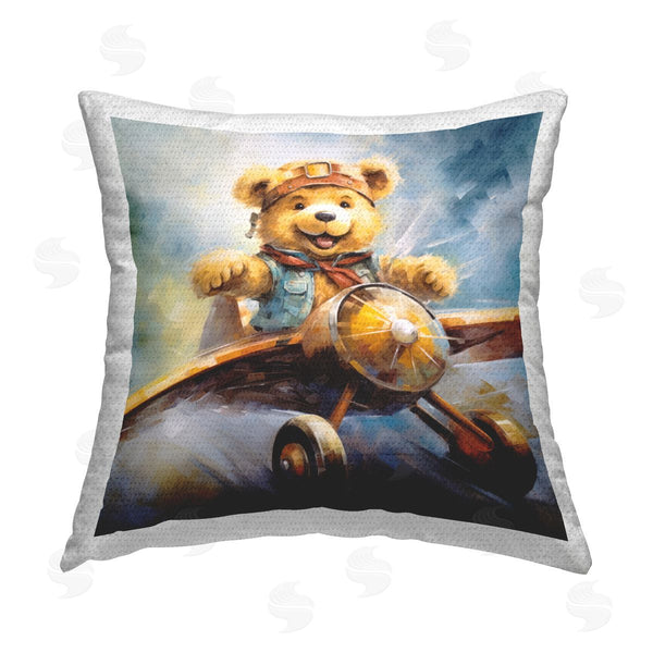 Stupell Industries Ray Powers | Teddy Bear Pilot Printed Throw Pillow