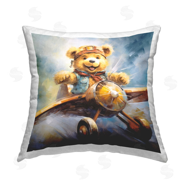 stupell industries Ray Powers | Teddy Bear Pilot Printed Throw Pillow