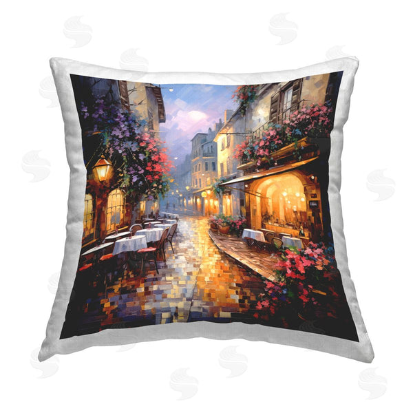 stupell industries Ray Powers | Town Bistro Scenery Printed Throw Pillow