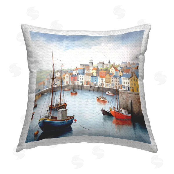 Stupell Industries Ray Powers | Urban Seaside Harbor Printed Throw Pillow