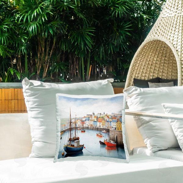 Stupell Industries Ray Powers | Urban Seaside Harbor Printed Throw Pillow