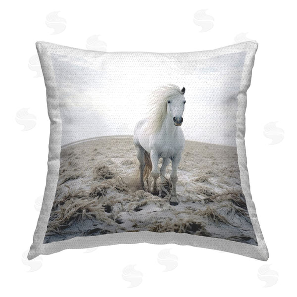 Stupell Industries Ray Powers | Windswept Beach Horse Printed Throw Pillow
