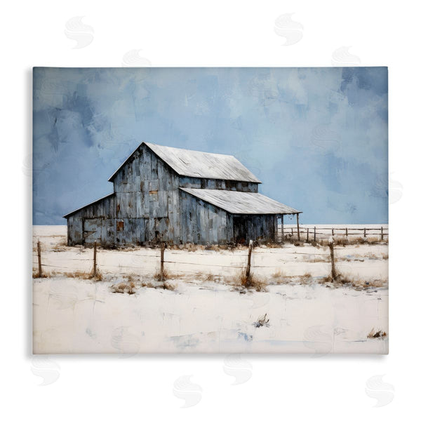 stupell industries Ray Powers | Winter Barn Landscape