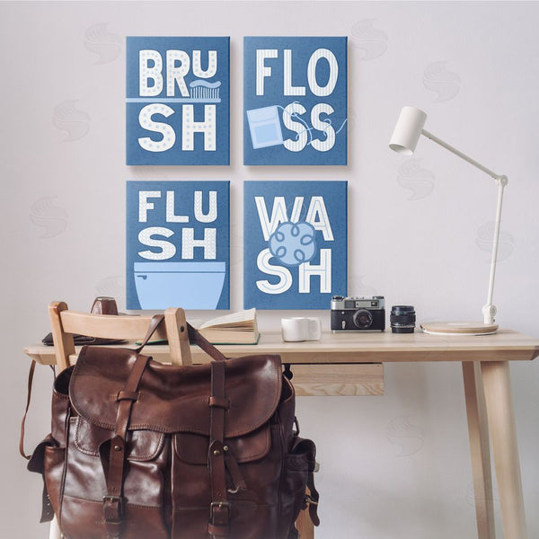 Stupell Industries Raye Allison Creations | Flush & Floss Bathroom Hygiene Chores Wall Art