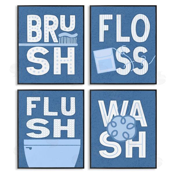 Stupell Industries Raye Allison Creations | Flush & Floss Bathroom Hygiene Chores Wall Art