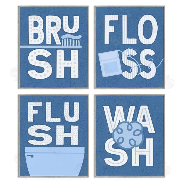 Stupell Industries Raye Allison Creations | Flush & Floss Bathroom Hygiene Chores Wall Art
