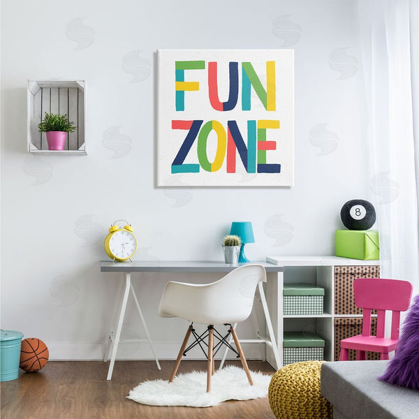 Stupell Industries Raye Allison Creations | Fun Zone Children's Motivational Phrase Bold Vibrant Typography Wall Art