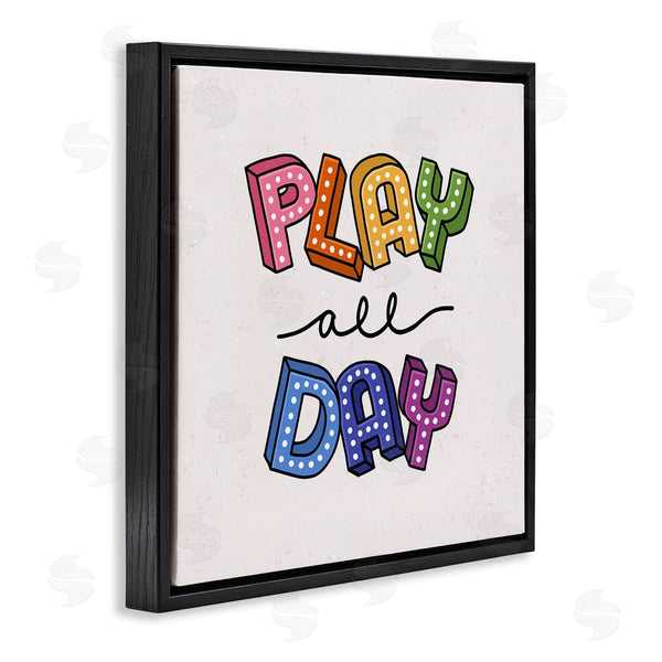 Stupell Industries Raye Allison Creations | Play All Day Phrase Funk Kids Retro Lettering Wall Art