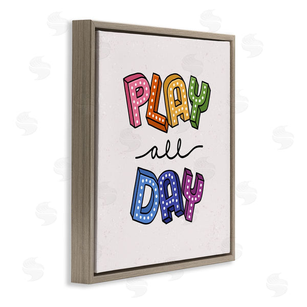 Stupell Industries Raye Allison Creations | Play All Day Phrase Funk Kids Retro Lettering Wall Art