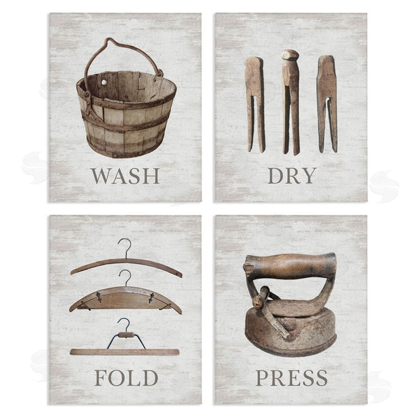 stupell industries Raye Allison Creations | Rustic Heirloom Laundry Wall Art
