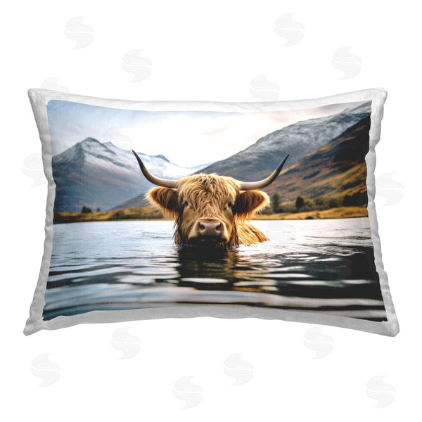 stupell industries Raymond Powers | Cattle Peeking from Water Printed Throw Pillow