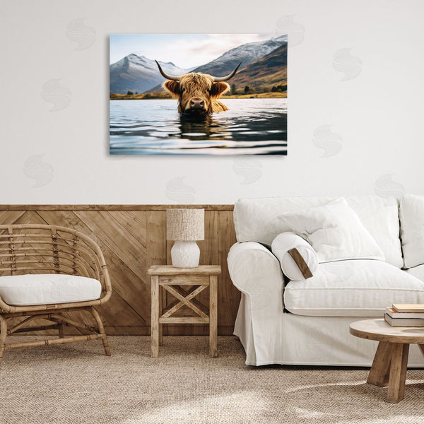 Stupell Industries Raymond Powers | Cattle Peeking From Water Wall Art