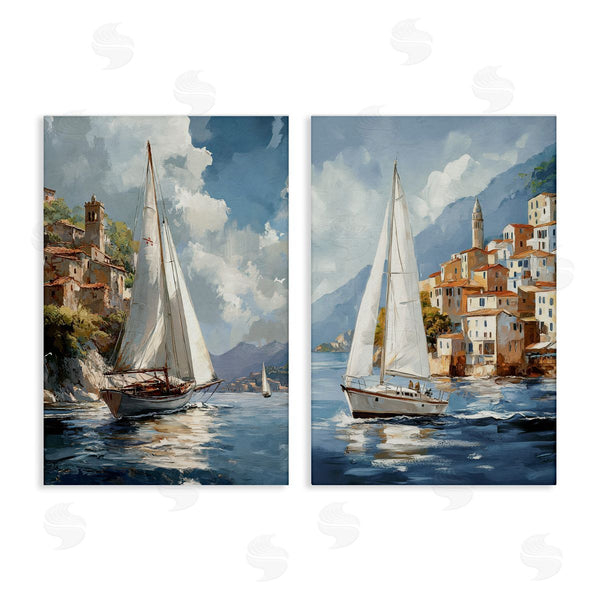 stupell industries Raymond Powers | Coastal Port Town Boats