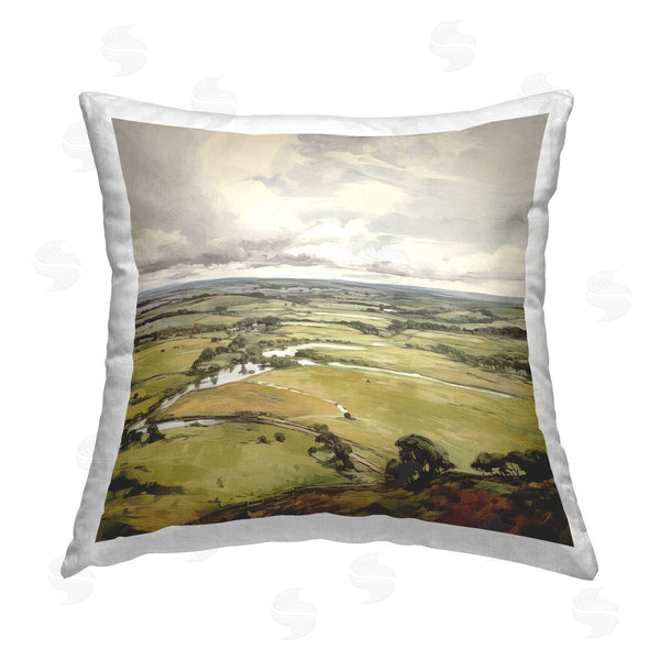 stupell industries Raymond Powers | Rural Tributaries Overlook Printed Throw Pillow