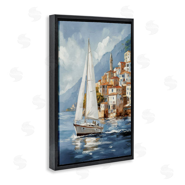 Stupell Industries Raymond Powers | Sailboat By Coastal Port