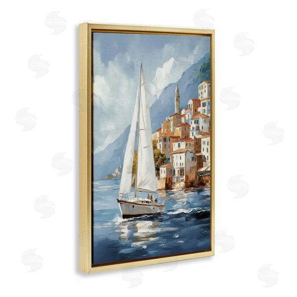 Stupell Industries Raymond Powers | Sailboat By Coastal Port