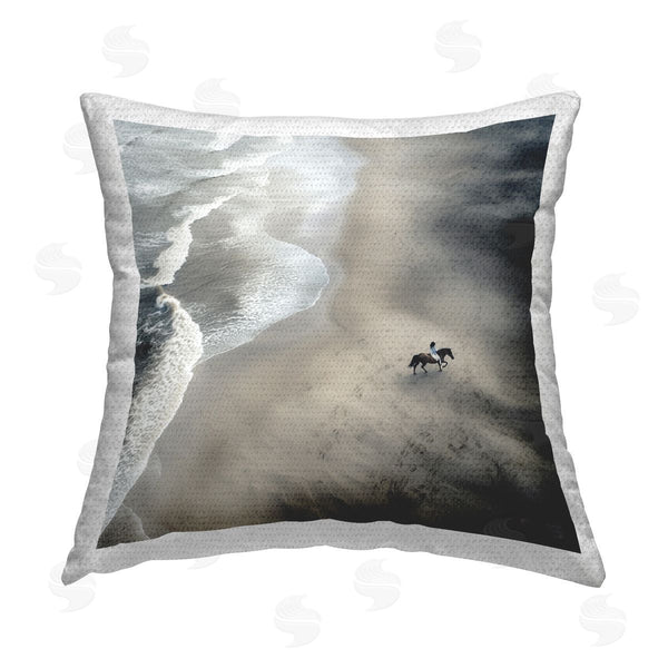 Stupell Industries RB | Aerial Beach View Horse Printed Throw Pillow