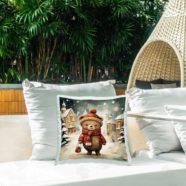 Stupell Industries RB | Bear In Snowy Village Printed Throw Pillow