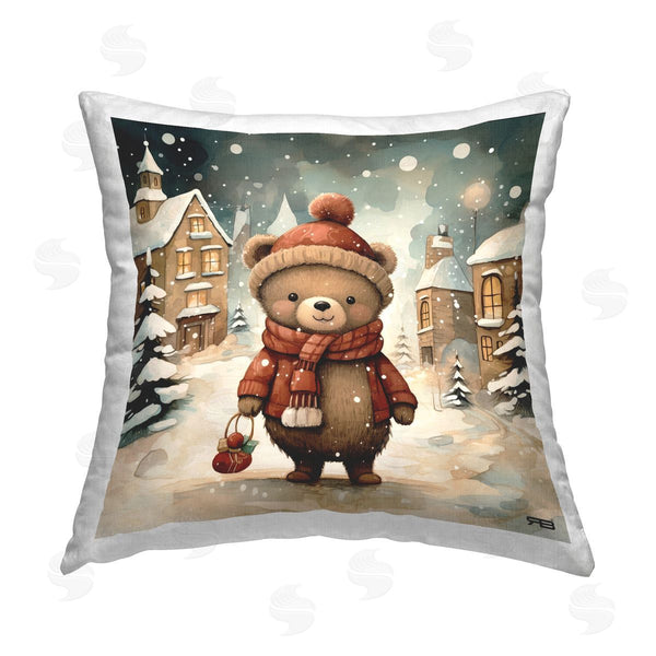stupell industries RB | Bear in Snowy Village Printed Throw Pillow