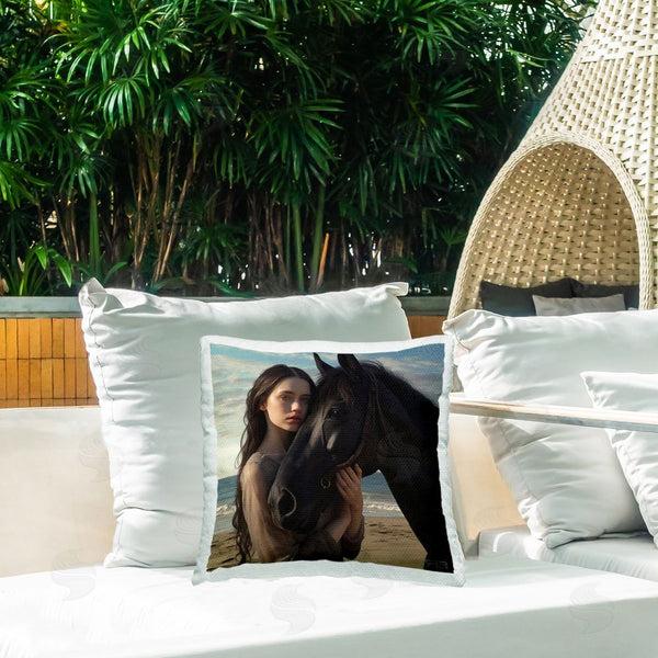 Stupell Industries RB | Beautiful Girl & Stallion Printed Throw Pillow
