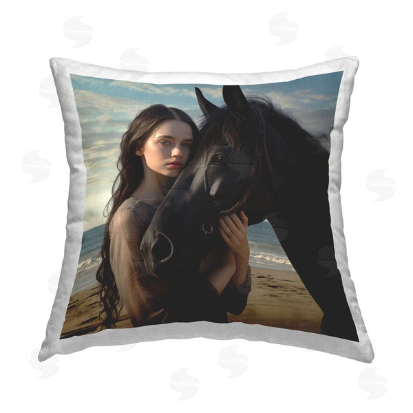 stupell industries RB | Beautiful Girl & Stallion Printed Throw Pillow