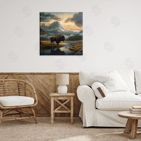 Stupell Industries RB | Bison & Vast Mountains Wall Art