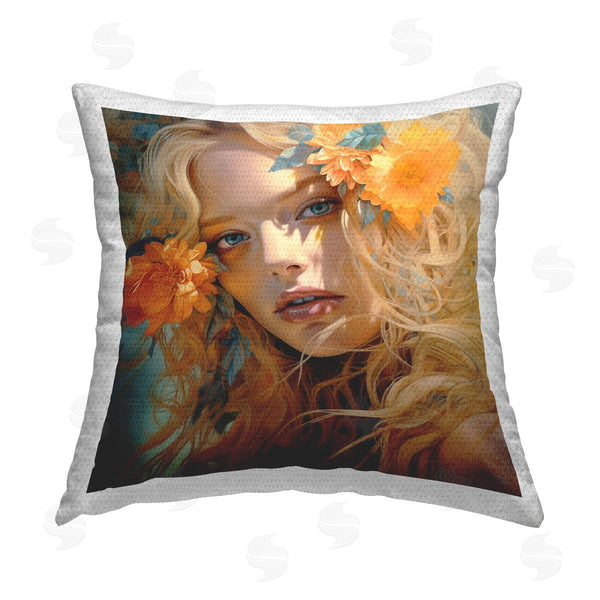 Stupell Industries RB | Blonde Woman & Blooms Printed Throw Pillow