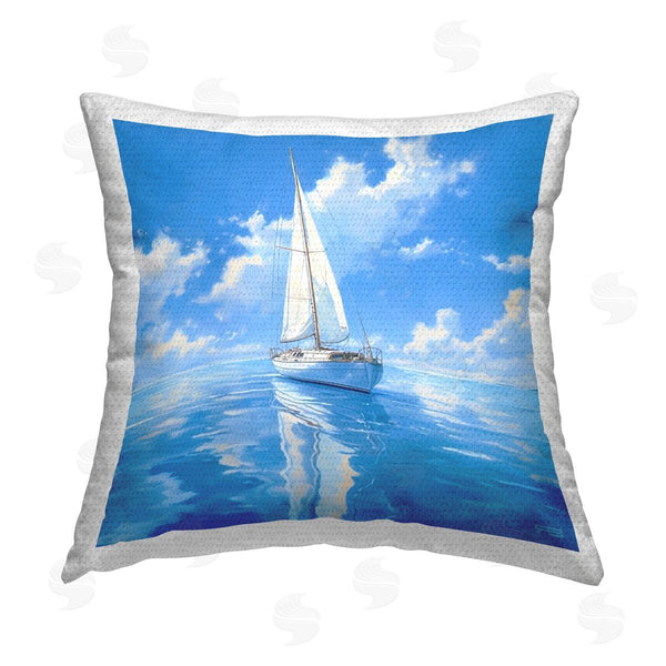 Stupell Industries RB | Blue Cloudy Boat Seascape Printed Throw Pillow