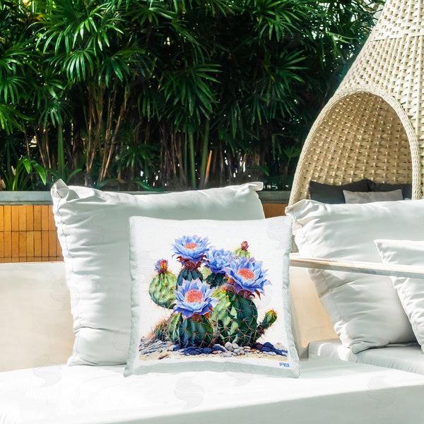 Stupell Industries RB | Cactus With Blue Blooms Printed Throw Pillow