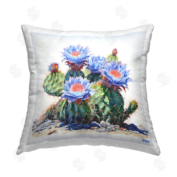 stupell industries RB | Cactus with Blue Blooms Printed Throw Pillow
