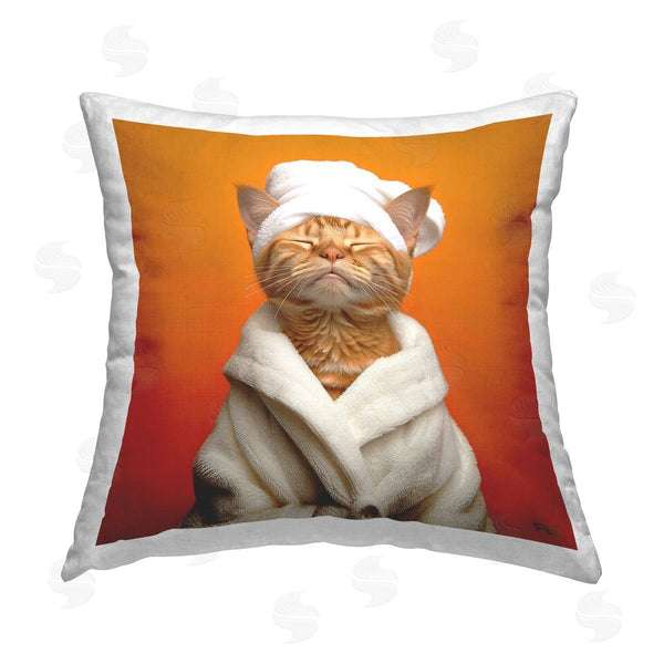 stupell industries RB | Cat in Bath Towel Printed Throw Pillow
